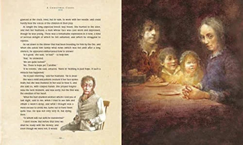 Illustration of a family at a table with text on the left side.
