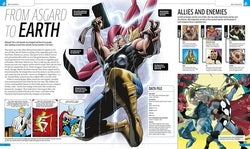 Comic book page with superhero character and colorful panels