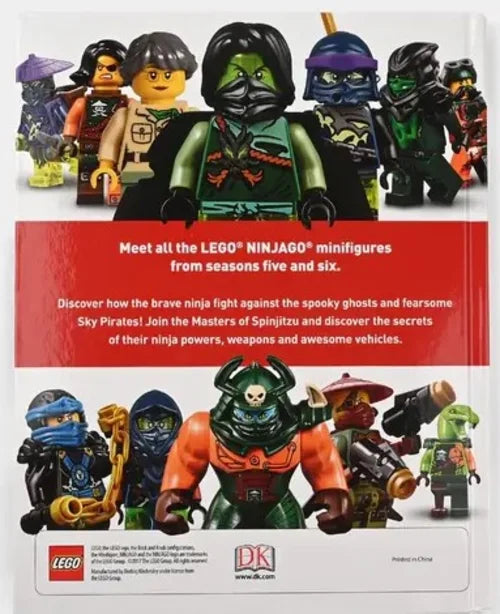 Promotional image of LEGO NINJAGO minifigures with descriptive text on a white background