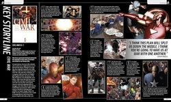 Comic book page with various panels and text related to a story line.