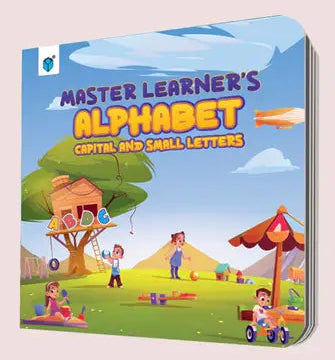 Children's book cover titled 'Master Learner's Alphabet' on a light pink background
