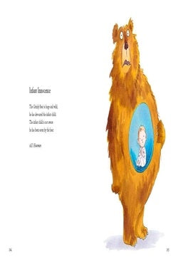 Illustration of a large orange bear with a smaller image of a child inside, on a white background.