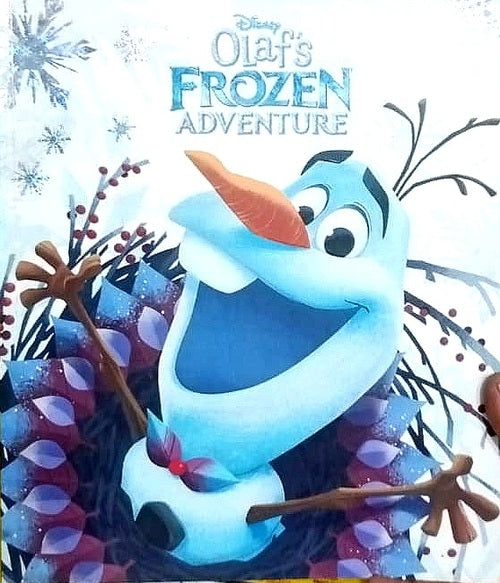 Character from 'Frozen' with snowflakes and branches in the background