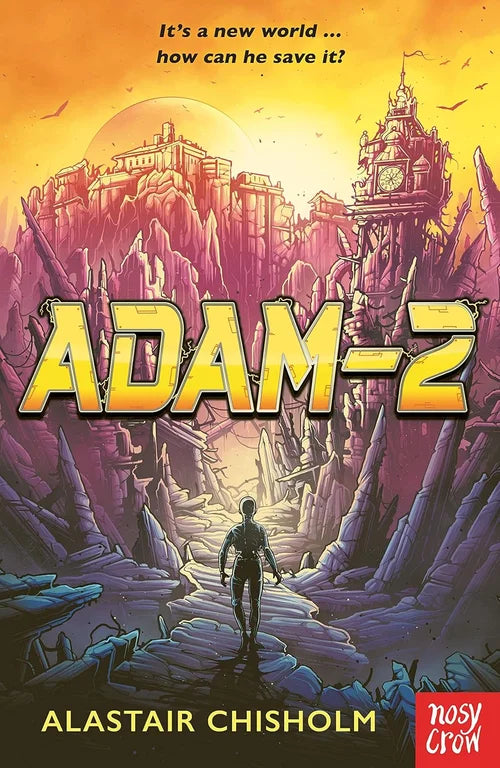 Book cover of 'Adam-2' with a futuristic cityscape and text