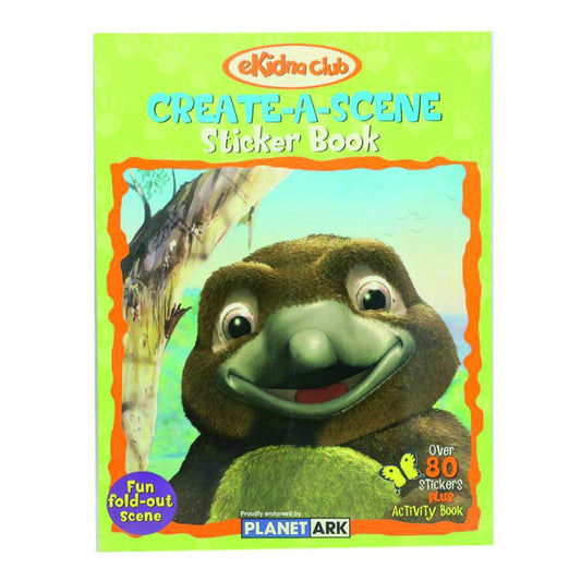 El Kidino Club Create-a-Scene Sticker Book with a character on a green background