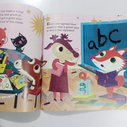 First day at SCHOOL', featuring illustrations of various animals and school-related items.