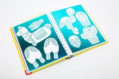 Open book with illustrations of animals on a white background