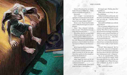 Illustration of a small creature on a book with text on the right side