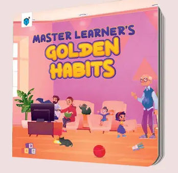 Book titled 'Master Learner's Golden Habits' on a light pink background