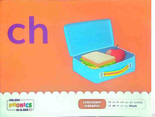 Book cover with 'ch' on an orange background, featuring a blue envelope with a sandwich illustration.