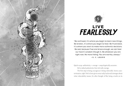 Decorative text with a snake design on a textured background