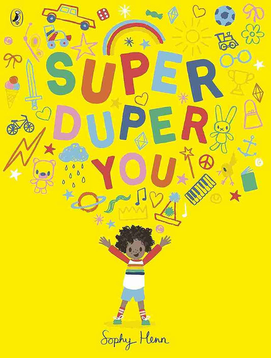 Book cover of 'Super Duper You' with colorful text and illustrations on a yellow background