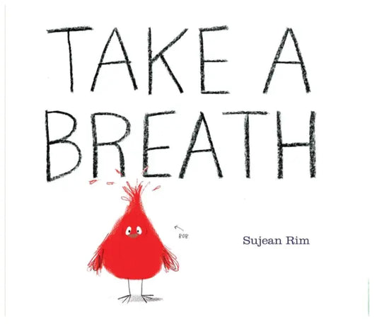 Book cover of 'Take a Breath' with a red bird illustration and black text on a white background.