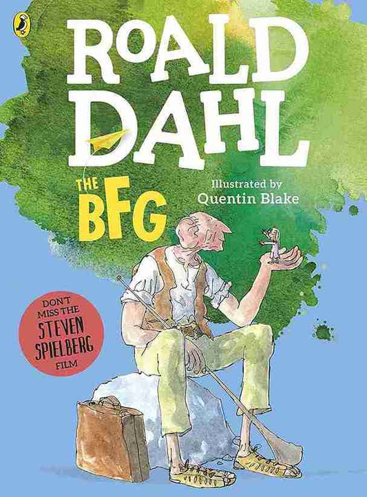 Book cover of 'The BFG' by Roald Dahl with illustration of a character holding a小姑娘