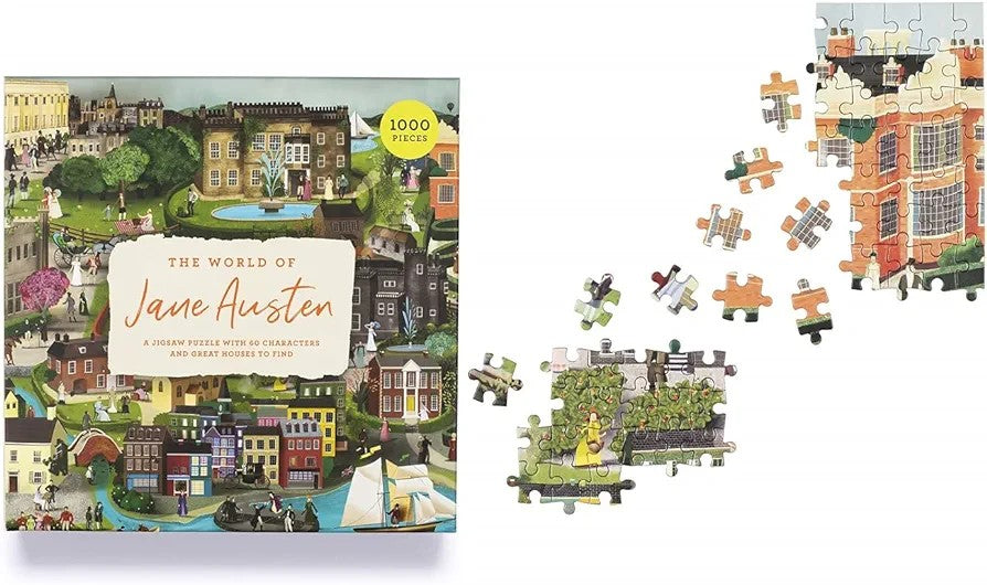 The World of Jane Austen: A 1000-Piece Jigsaw Puzzle with 60 Characters and Great Houses to Find
