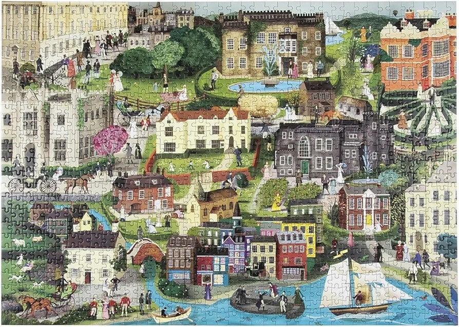 The World of Jane Austen: A 1000-Piece Jigsaw Puzzle with 60 Characters and Great Houses to Find