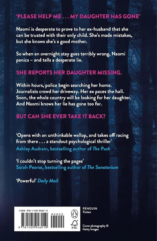 Book cover with text and a forest background