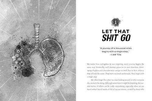 Illustration of lungs with flowers and leaves on a textured background, featuring a Lao Tzu quote.